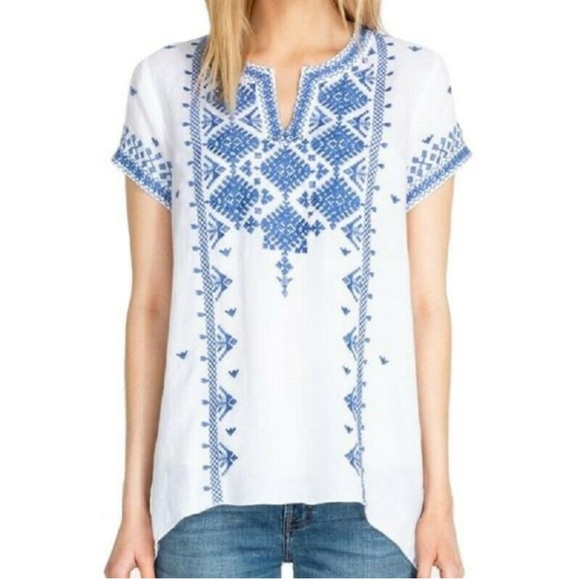 Johnny Was Azure Boho Drape Top - Picture 2 of 7